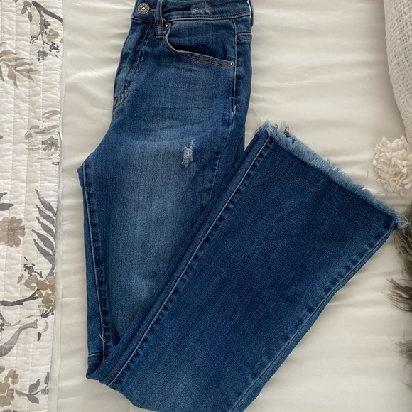 Risen Flare Distressed High Rise Jeans - Picture 10 of 12